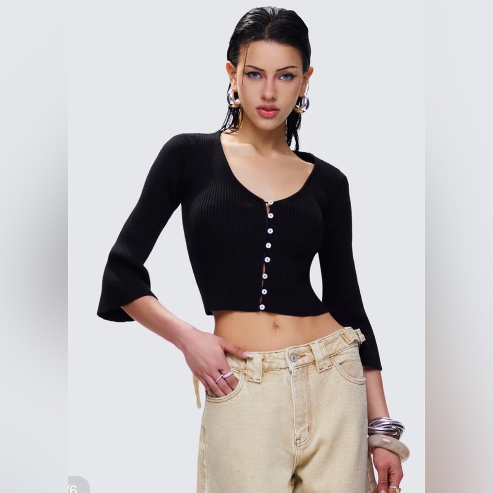 Finesse Kimmy Black Ribbed Cardigan Top 2X/3X CC21-21‼️LAST ONE LEFT
